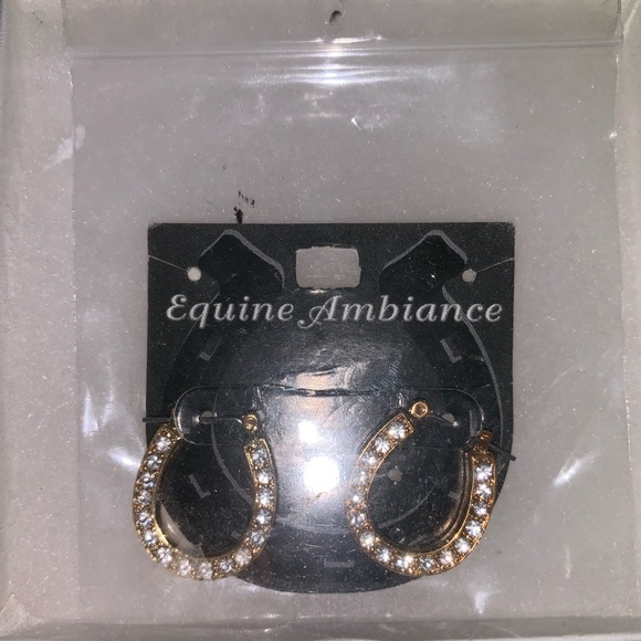 Brand New Horseshoe Earrings with Rhinestones - Picture 2 of 2